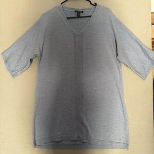 EILEEN FISHER Merino Wool Tunic Sweater Medium Light Blue Womens V-Neck